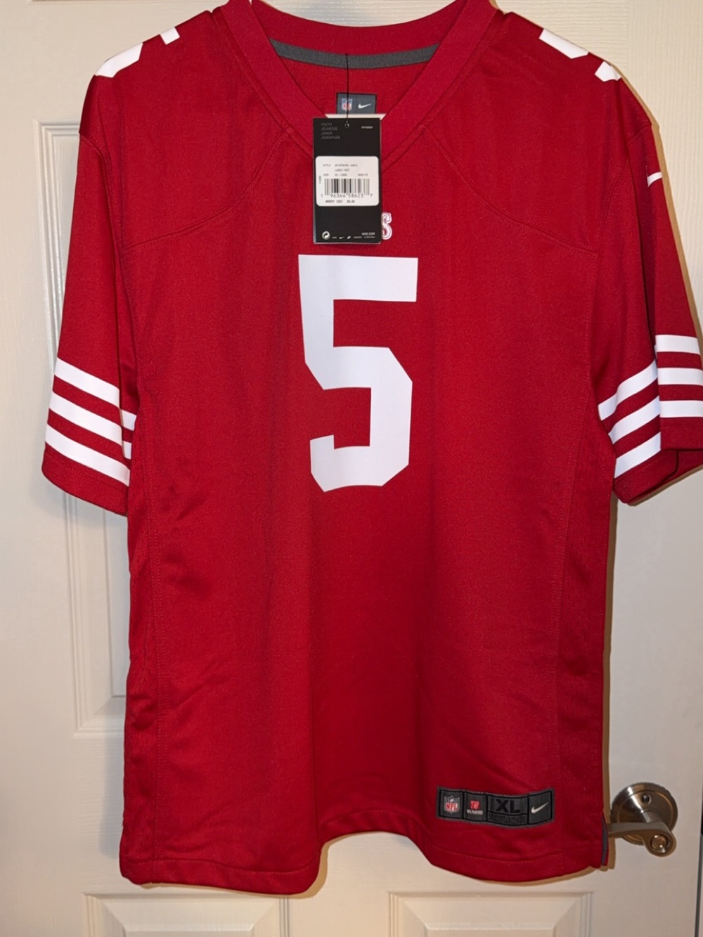 Nike Youth Red Trey Lance Jersey